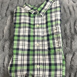 GAP Kids Green and Navy Plaid Shirt